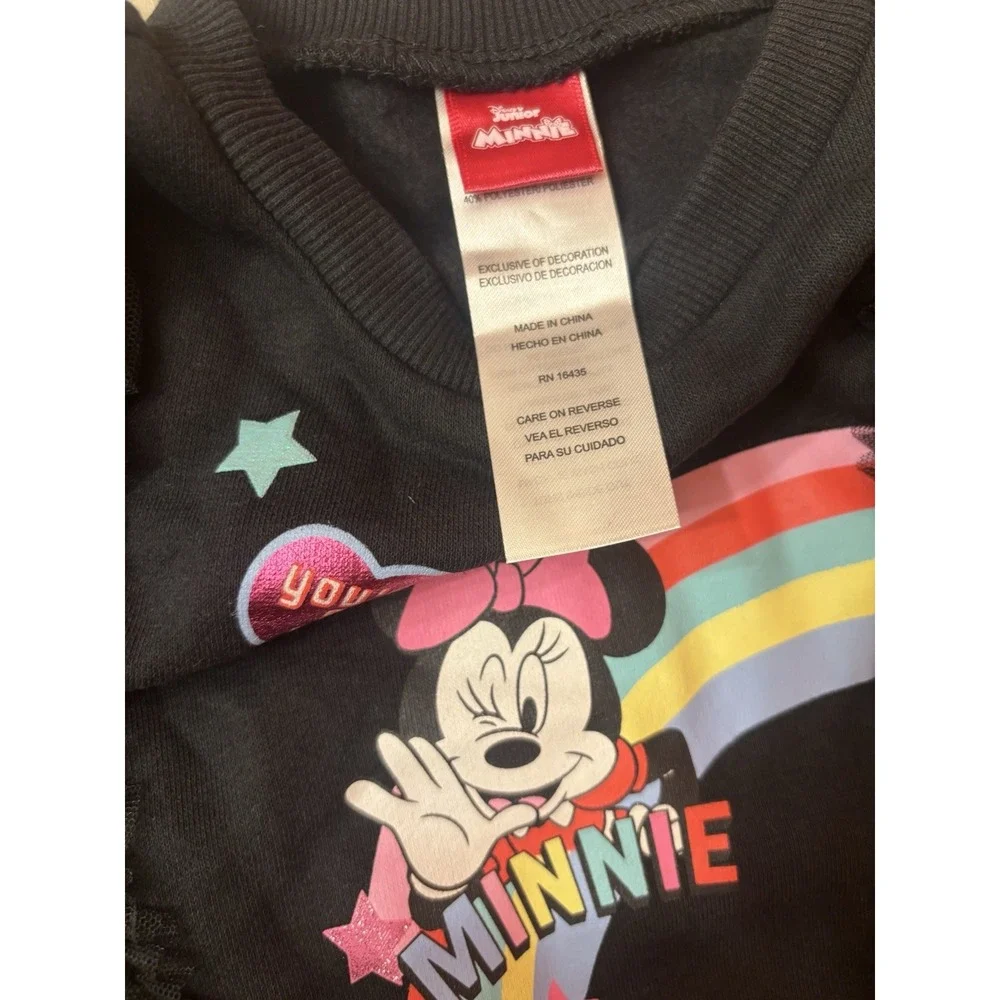 Minnie Mouse Set 3T Girl Toddler Outfit Disney Jr Black Top Metallic Pink Skirt